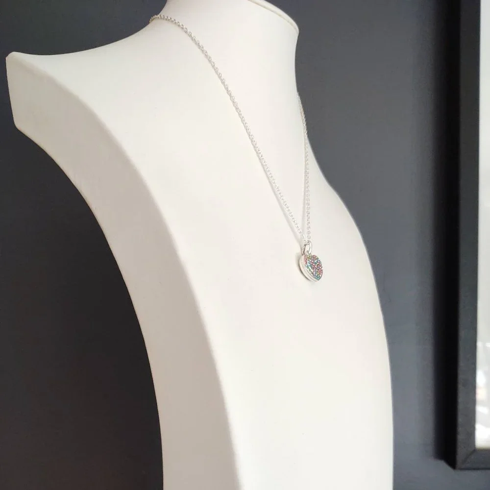Pastel multi color crystal heart pendant necklace
